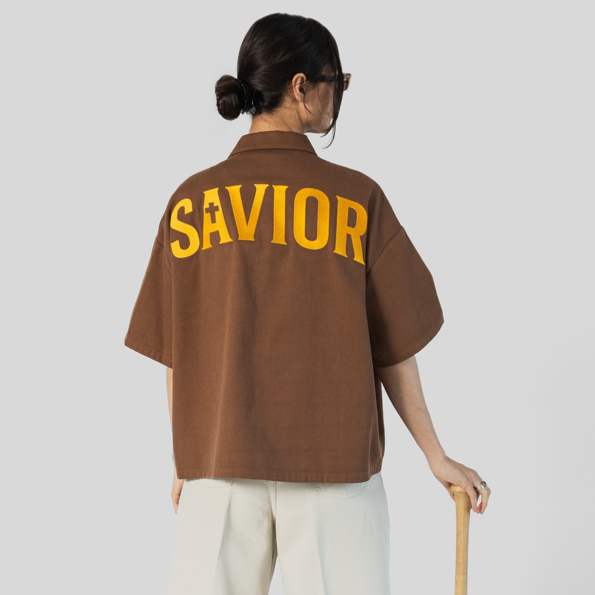 Savior Button Up – Brown / Gold Finish (Unisex)